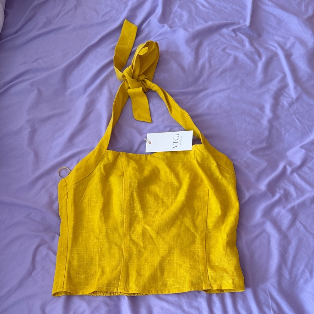Vici Mustard Halter Tank Top XS